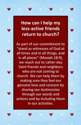 How can I help my less-active friends return to church sm